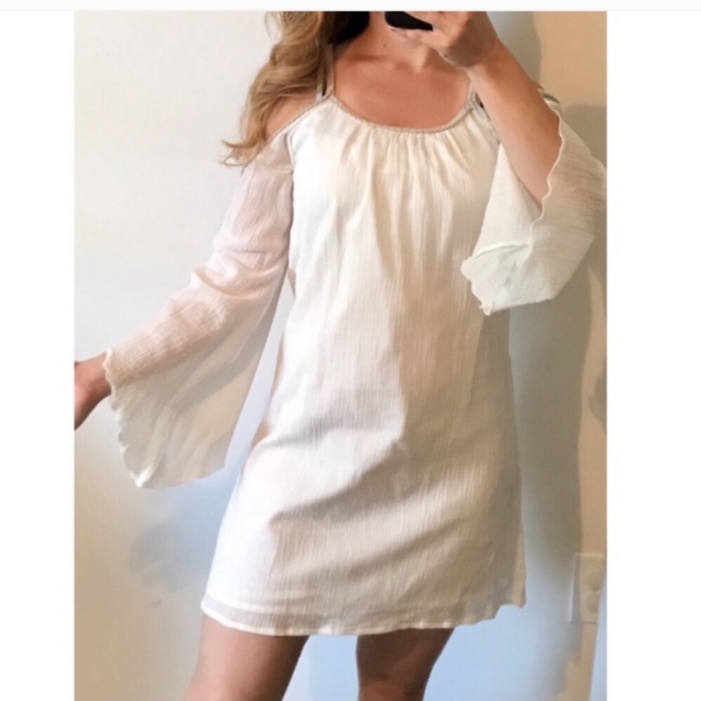 UNION OF ANGELS White Boho Hippie Gauze Dress SM